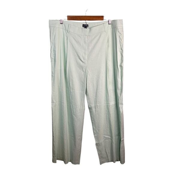 J. Crew Factory‎ Linen Blend Wide Leg Pleated Trouser Pant in Pistachio Green 16 - Picture 2 of 10